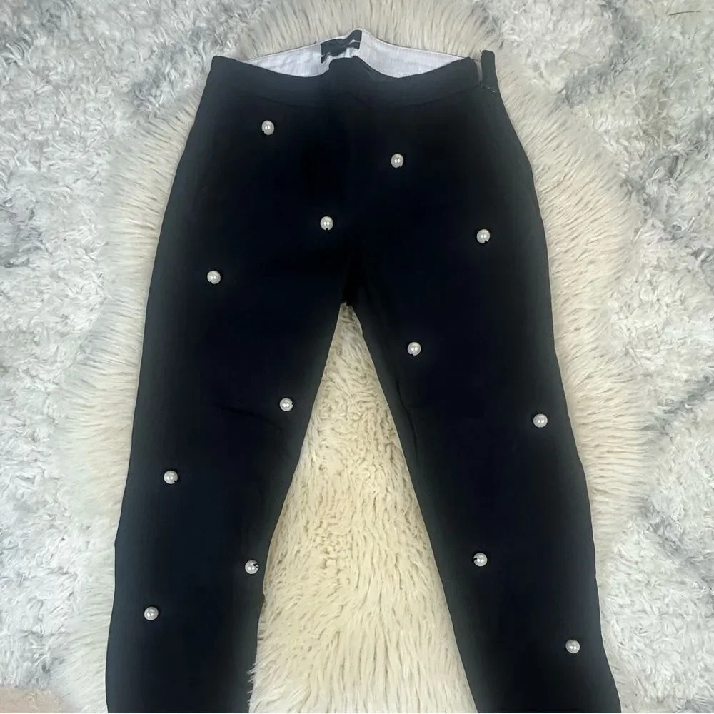 J. Crew Black Kids Leggings with Pearl Details